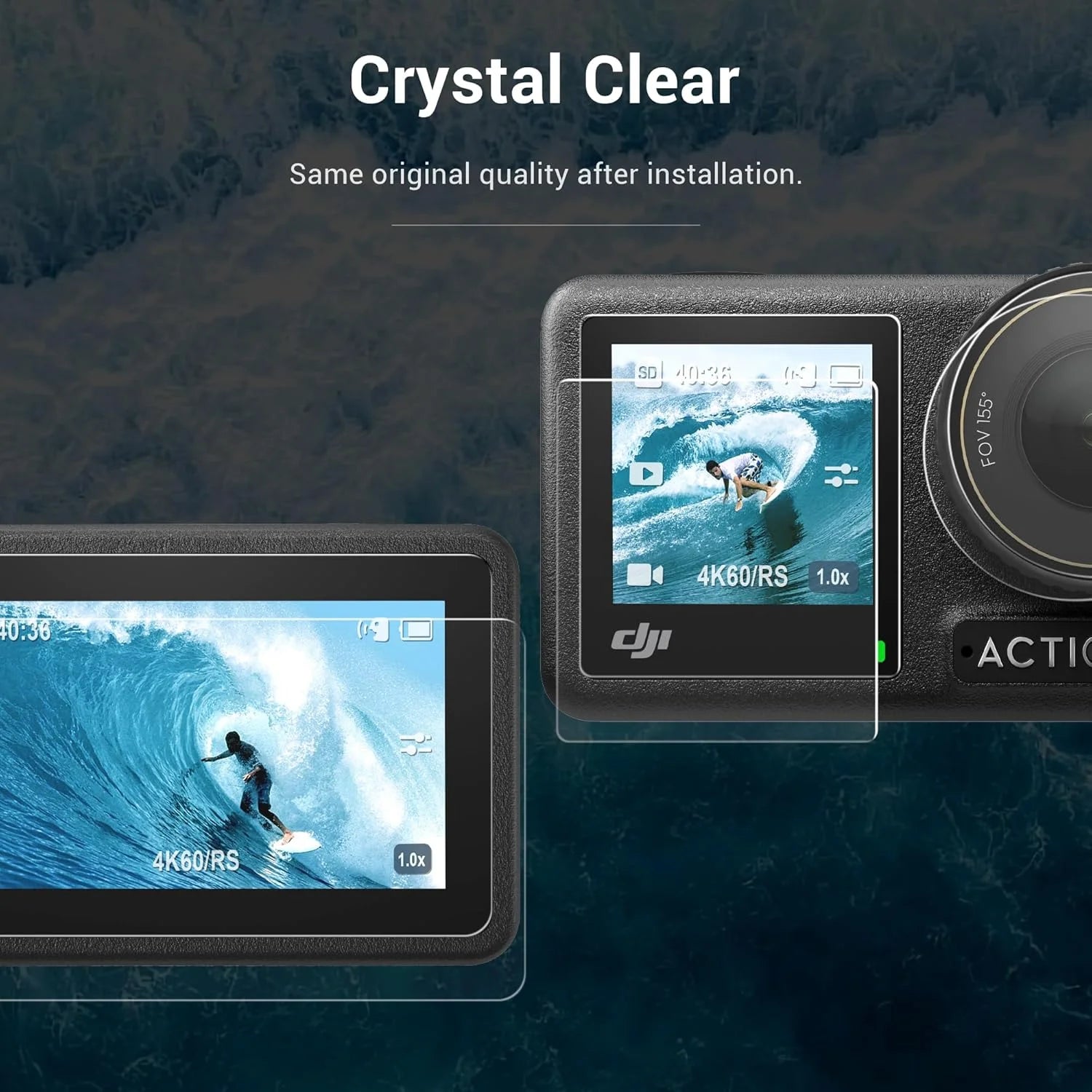 Folie de protecție aplicată pe ecranul DJI Osmo Action 4