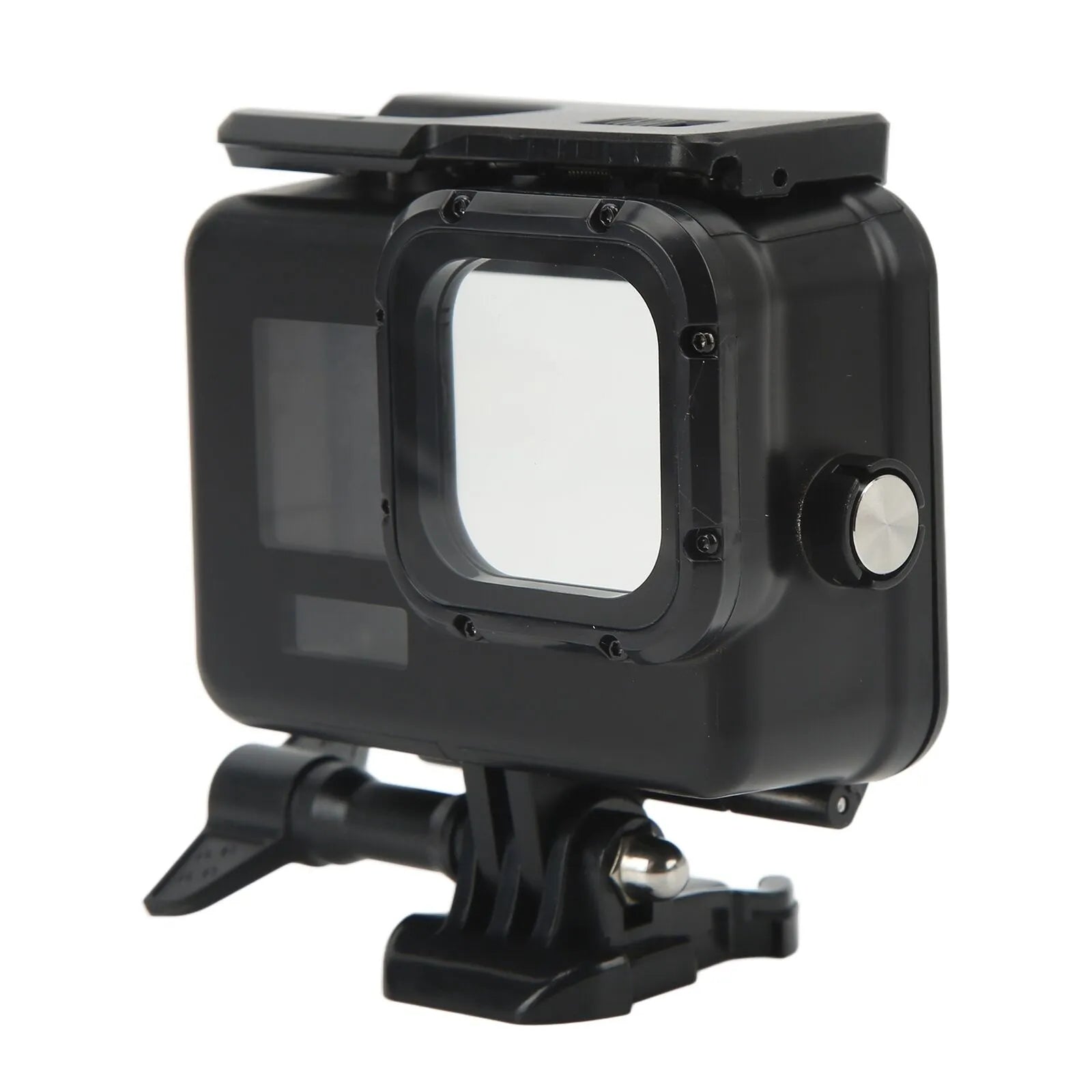 Carcasa protectie subacvatica (waterproof) neagra pentru GoPro Hero 9, GoPro Hero 10, GoPro Hero 11 si GoPro Hero 12, cu clema prindere Quick Release si surub