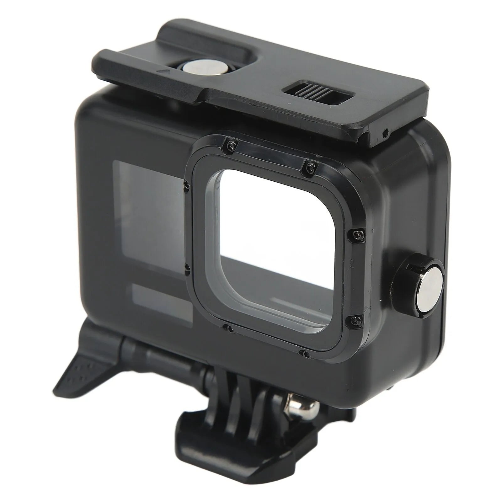 Carcasa protectie subacvatica (waterproof) neagra pentru GoPro Hero 9, GoPro Hero 10, GoPro Hero 11 si GoPro Hero 12, cu clema prindere Quick Release si surub