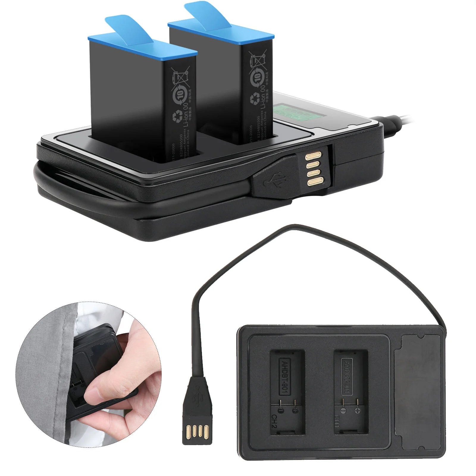 Incarcator baterii ADBAT-011/AHDBT-901 pentru camere GoPro Hero 9, 10, 11, 12