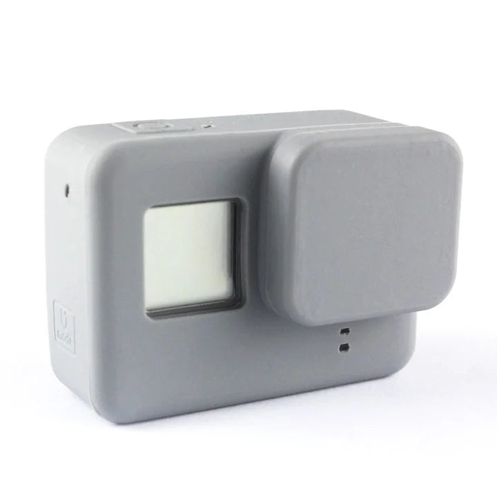 Carcasă de protecție din silicon si capac pentru GoPro Hero 5, 6 și 7, culoare gri