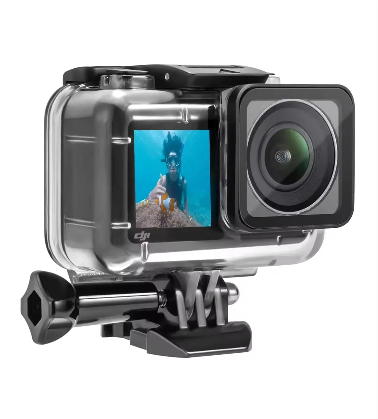 Carcasa protectie subacvatica (waterproof) pentru DJI Osmo Action 3 si DJI Osmo Action 4 cu clema Quick Release si surub