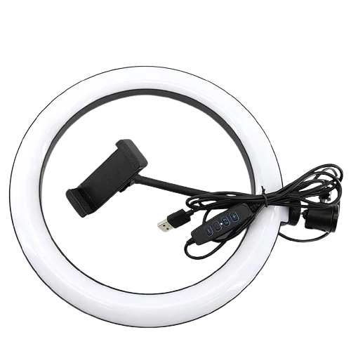 Lampa circulara LED diametru 26 cm cu telecomanda si suport telefon