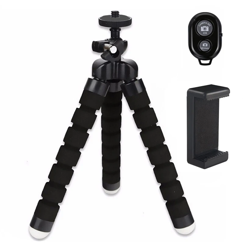 Mini Trepied Flexibil 12 cm cu Telecomandă și Adaptor pentru Telefon și Camere Video Sport