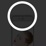 Lampa selfie ring LED pentru telefon, machiaj, livestreaming cu clema, baterie reincarcabile, 3 intentisati de lumina si cablu incarcare