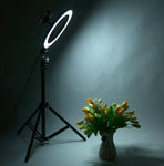 Lampa circulara LED diametru 30 cm, trepied 210 cm, cap bila si telecomanda