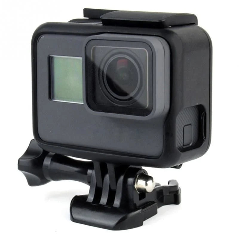 Carcasă de protecție neagră pentru GoPro Hero 5, 6 și 7, cu patină quick release și șurub
