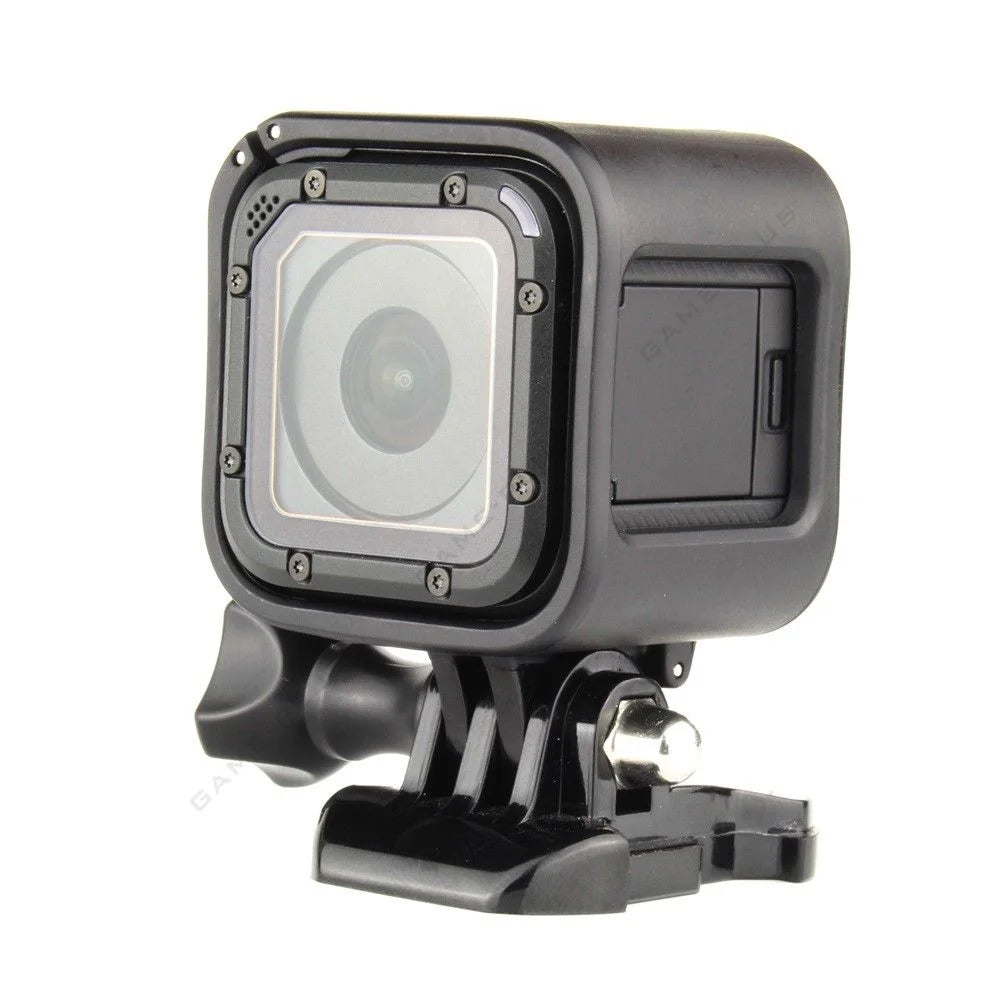 Carcasă de protecție neagră pentru GoPro Session 4 și 5, cu patină quick release și șurub de fixare
