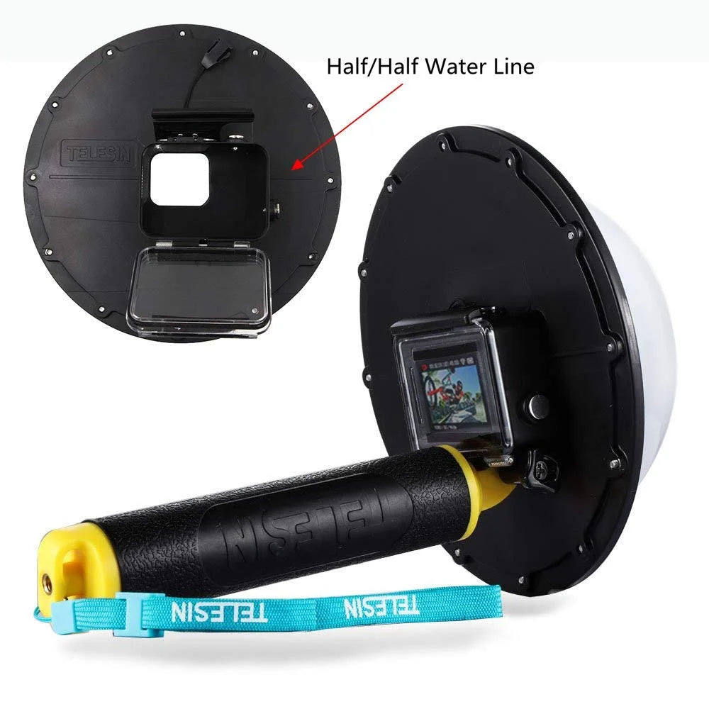 Dome subacvatic montat pe GoPro Hero 6, vedere detaliată