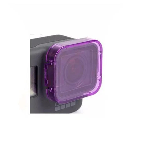 Filtru subacvatic mov montat pe o camera GoPro Hero 5, GoPro Hero 6, GoPro Hero 7 