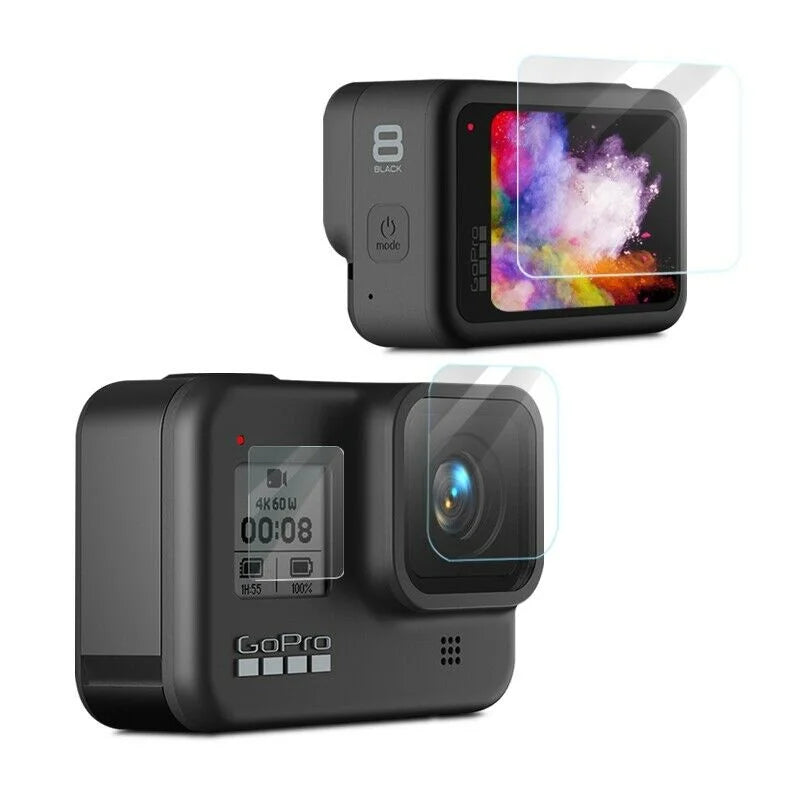Foliile aplicate pe GoPro Hero 8, evidențiind transparența perfectă