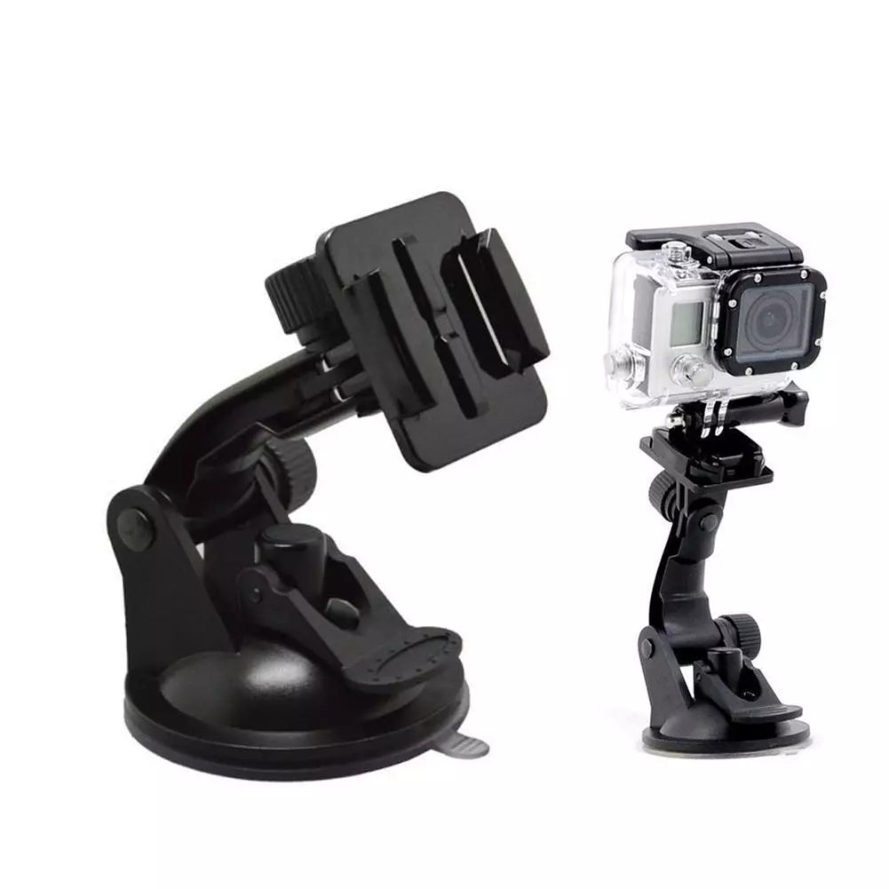 Cameră GoPro montată pe suport cu șină pentru filmare auto