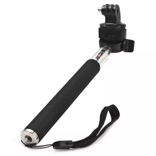 Selfie stick-ul pliat, arătând portabilitatea și designul compact