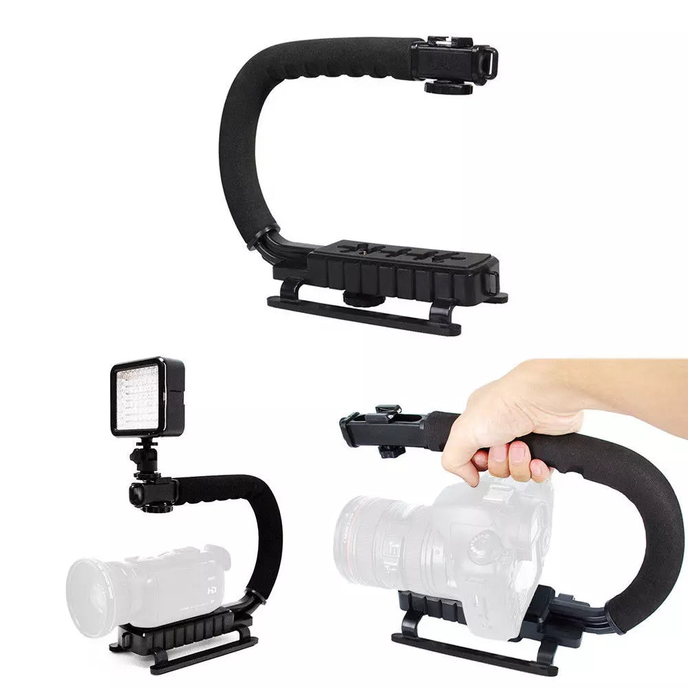 Suport stabilizator curbat pentru camere foto/video cu camere montate